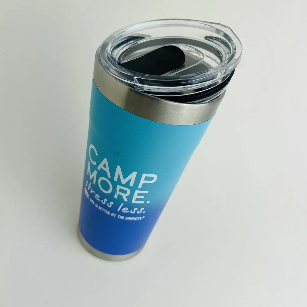 Camper 20oz Painted Tumbler, Superior Heat & Ice Retention CAMP MORE STRESS LESS